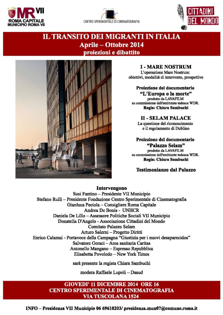 Programma evento "Il transito dei migranti in Italia" - 11.12.2014