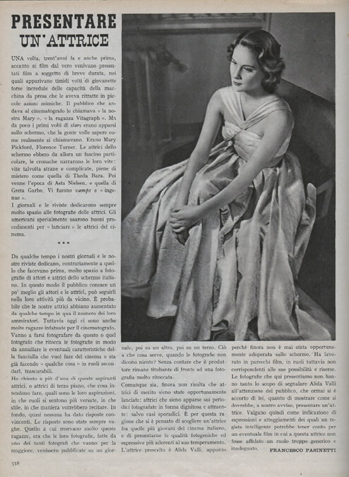 Mostra Fondo Alida Valli - Cinema 58, 25 novembre 1938 pp. 118