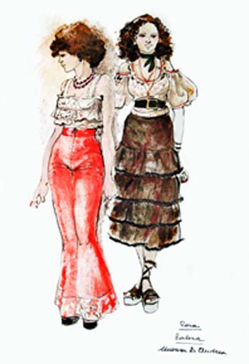 Mostra bozzetti di Marisa d'Andrea - Bozzetti per costumi del personaggio di Rosa - Al piacere di rivederla 1976