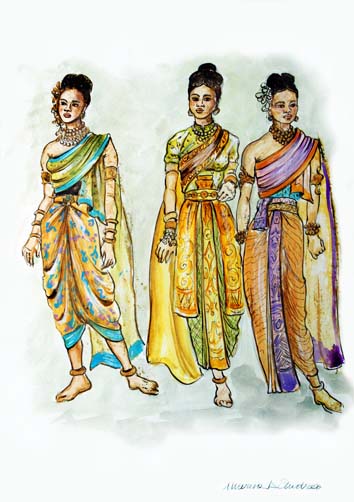 Mostra bozzetti di Marisa d'Andrea - Bozzetti per costumi personaggi tre donne del Siam - Progetto di film su Sandokan 1993