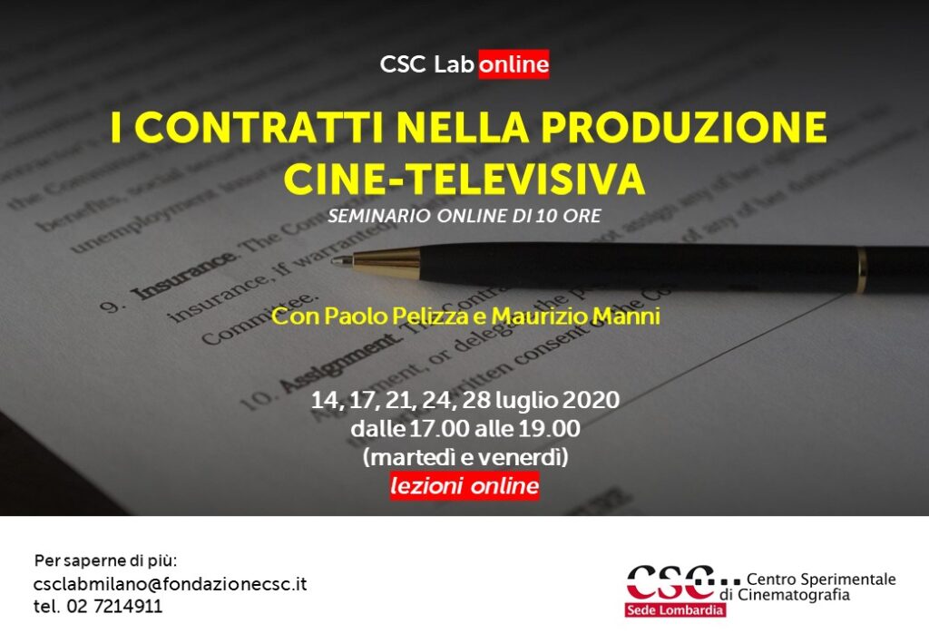 Sede Lombbardia: laboratorio “I contratti nella produzione cine-televisiva”